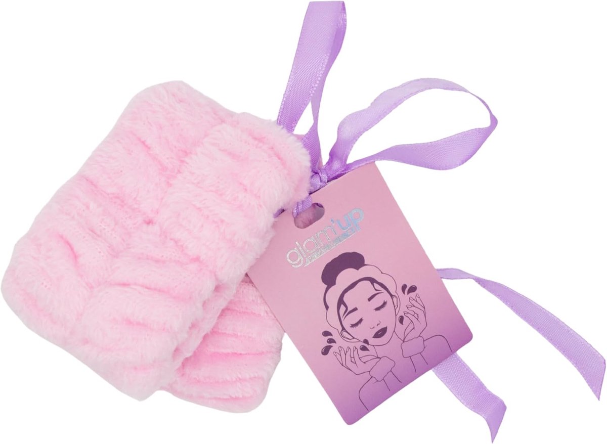 SnelShoppen - Zachte Badstofmanchetten voor Gezichtswas en Make-up - Elastisch en Absorberend Microvezel - Herbruikbaar Roze Accessoire - Ideaal voor