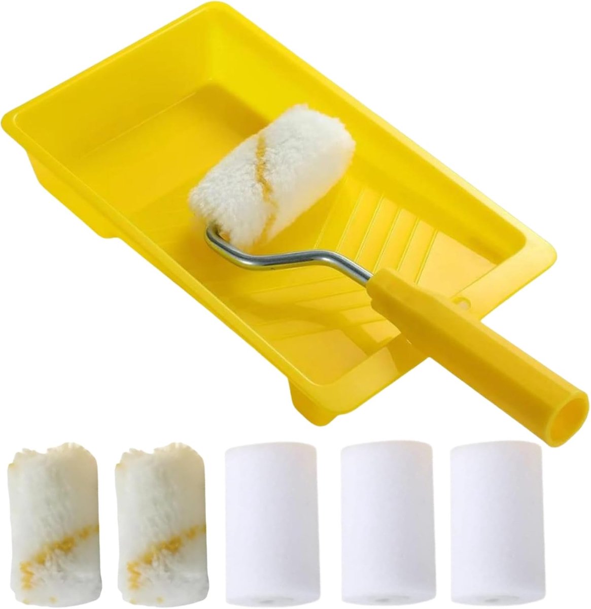 SnelShoppen - Paint Roller Set 6x5 cm - Mini Foam Roller Set met 3 Microfiber Rollers en Houder - Perfect voor Schilderen, Klussen en Creatieve Projec