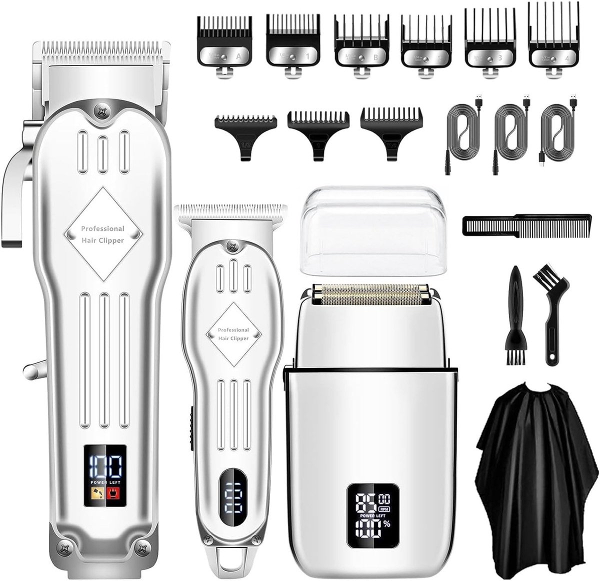 SnelShoppen - Professionele Haartondeuse & Grastrimmer, Elektrische Scheerapparaat voor Baard, Foliescheerapparaat voor Thuis, Kappers & Salongebruik,