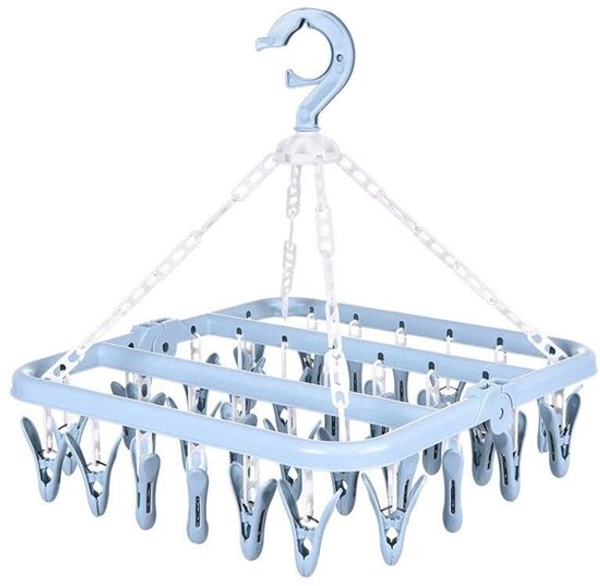 Droogrek Opvouwbaar met 32 Clips - Druppelhanger - Verstelbare Haken - Kunststof - Voor Sok/Handdoek/Baby Kleding - Eenvoudige Opslag - Wasrek