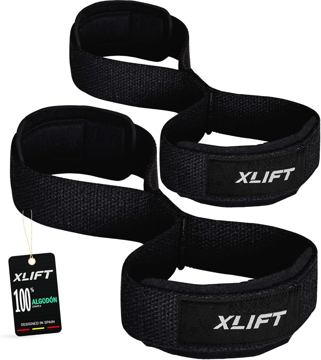SnelShoppen - XLIFT Straps voor Gewichtheffen - Powerlifting Straps - 8-vormige Heftouwen voor Deadlifting - Fitnessaccessoires - Geavanceerde Gym Gri