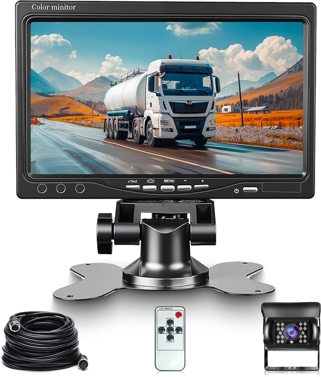 SnelShoppen - Achteruitrijcamera Set met 7 Inch Monitor - Hoge Resolutie, Kleurendisplay, Energiezuinig, Instelbare Helderheid en Contrast, Twee Kanal