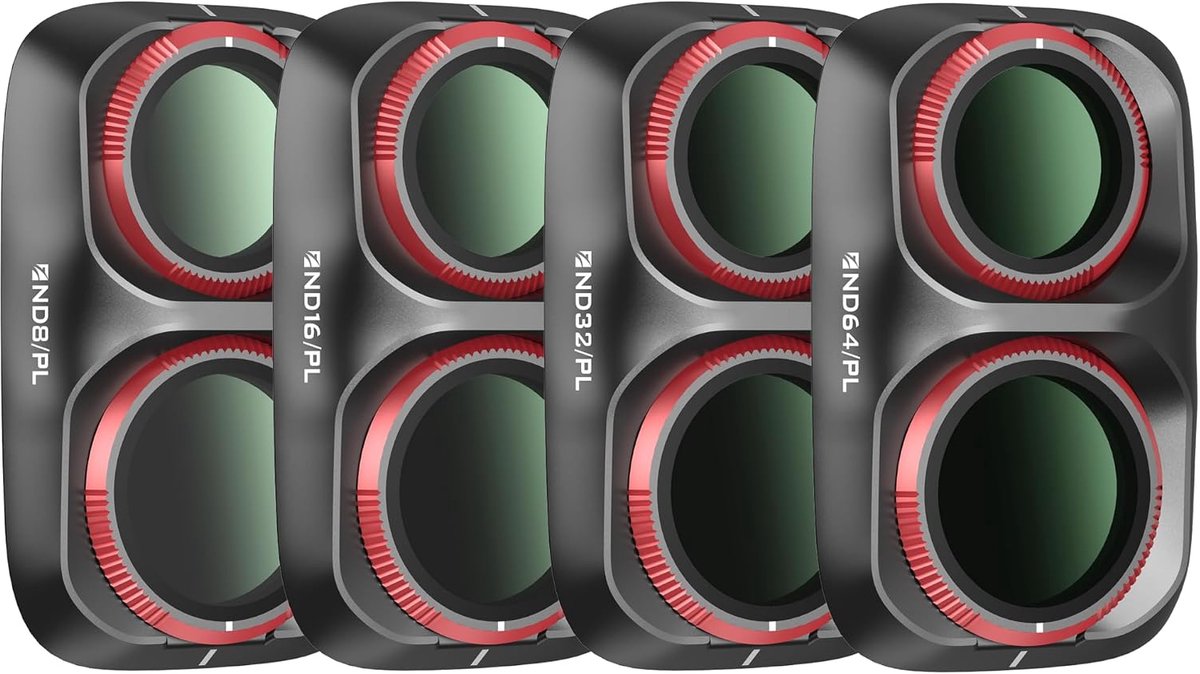 SnelShoppen - 4 Pack ND/PL Hybrid Filters voor DJI Osmo Pocket 4P - ND8/PL, ND16/PL, ND32/PL, ND64/PL - Zwart - Ideaal voor Fotografie en Videografie