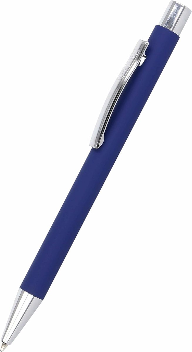 SnelShoppen - Online Ballpoint Pen Soft Metal - Aluminium balpen met grote navulling, indelible zwarte inkt, stijlvol design, zilveren metalen clip, p