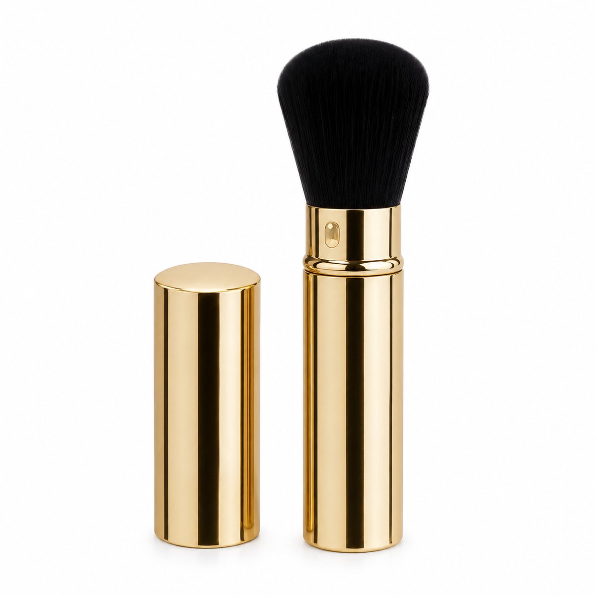 INTER-ESQUE Kabuki Kwast met Dop - Intrekbare Make-up Kwast voor Foundation, Poeder, Blush en Bronzer - Goud