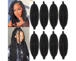 SnelShoppen - Xtrend 8 Packs 50 cm Soft Spring Twist Haar Extensions voor Kunstmatige Vlechten, Natuurlijke Zwart, Marley Twist Hooks, Synthetisch Haa