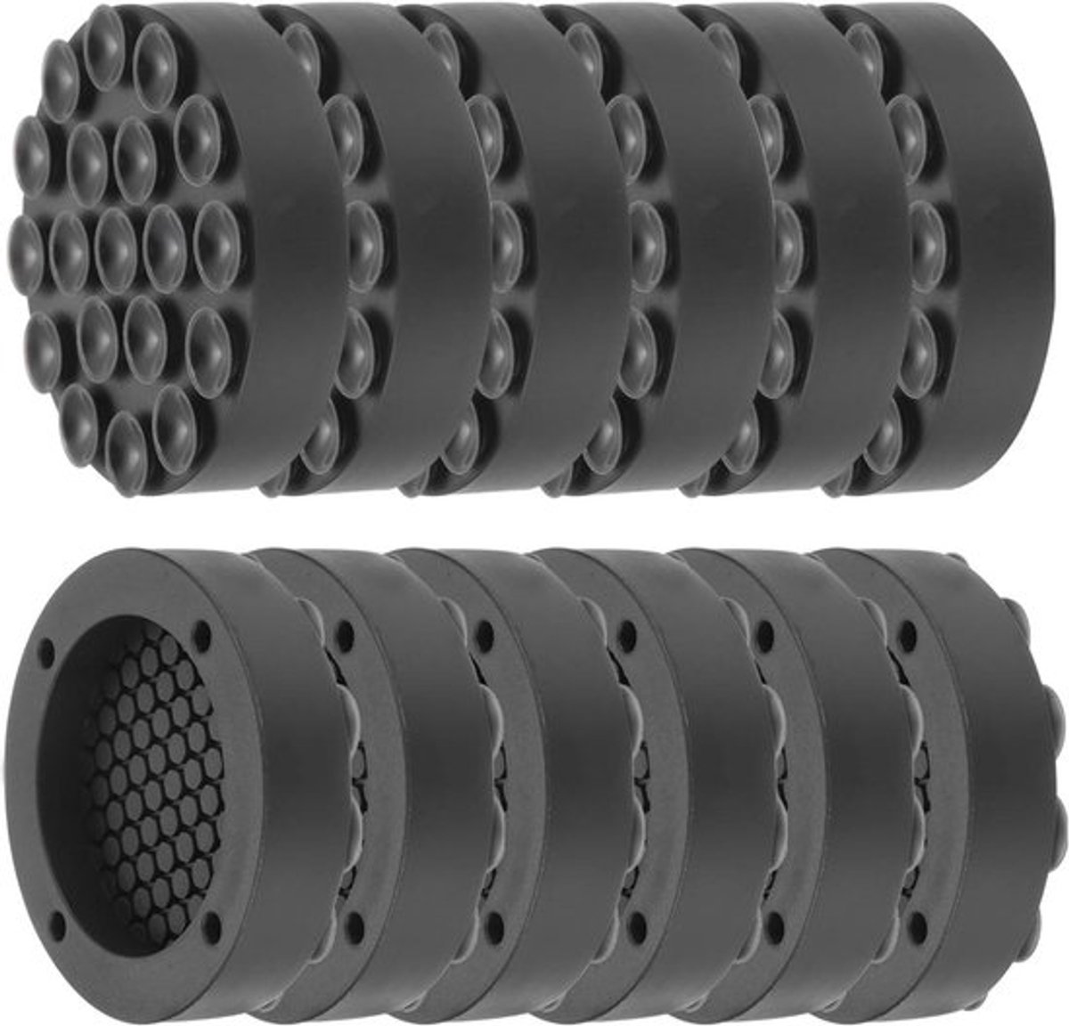 Antislip rubberen pads voor droger en wasmachine - Set van 12 - Voorkom trillingen - Diameter 6,5 cm - Zwarte kleur