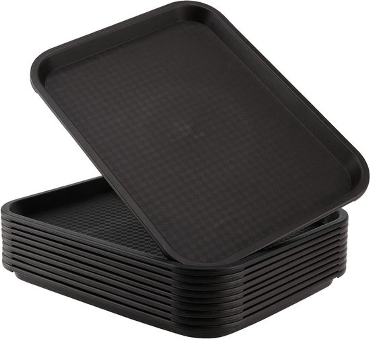 Rechthoekige Plastic Voedsel Dienbladen voor Restaurant - Set van 10 - 35,5 x 25,5 cm