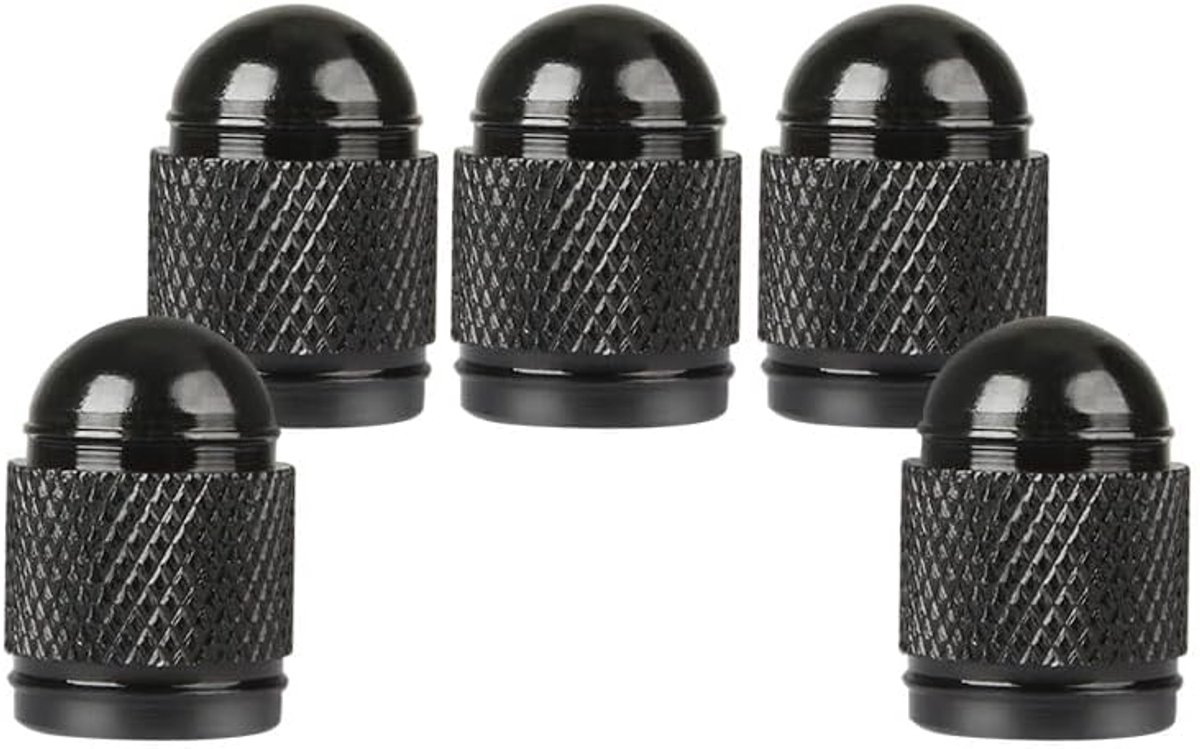 SnelShoppen - 5Pcs Aluminium Ventieldoppen Auto Fiets Motorfiets Universeel - Zwart - Waterdicht, Duurzaam, Bescherming tegen Corrosie
