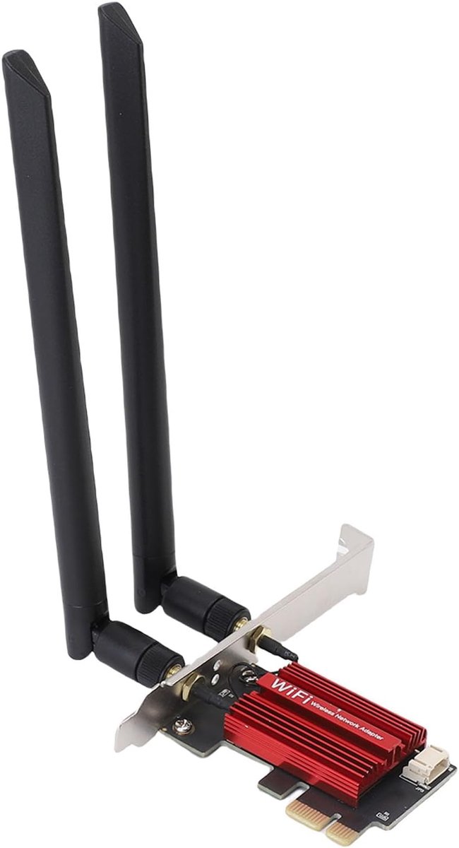 SnelShoppen - WiFi 6E PCIe Netwerkkaart voor Desktop PC | Triple Band 4200Mbps | Bluetooth 5.2 | Hoge Gain Antennes | Voor Windows 10/11 en Linux