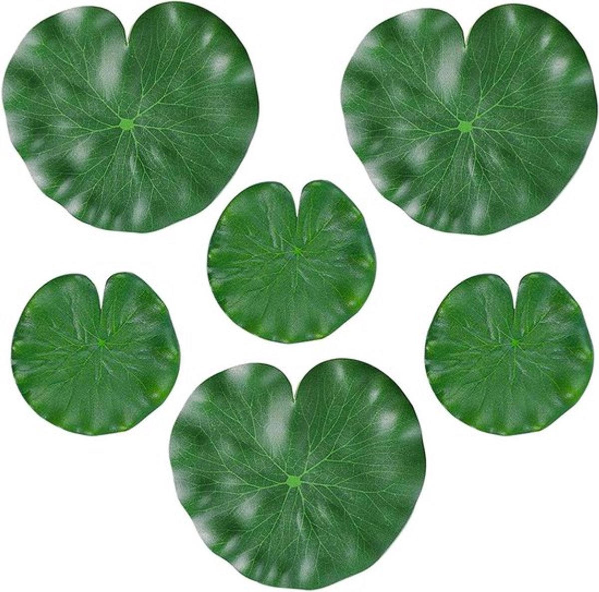 Kunstmatige Lotusbladeren Set voor Vijver - Groene Waterlelies - 6 stuks - Terras Decoratie - Koi Vijver - Visvijver - Zwembaddecoratie