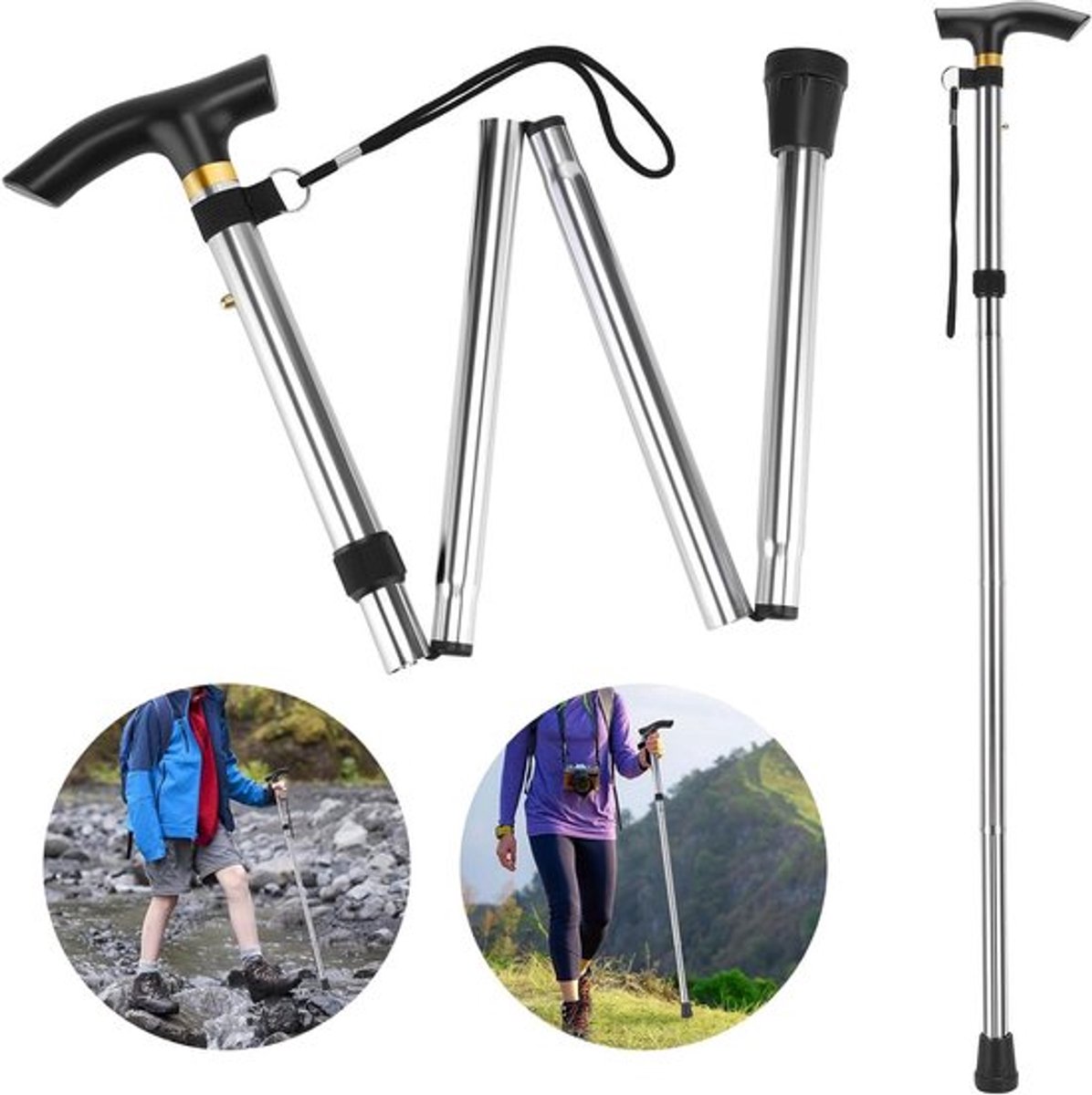 Opvouwbare wandelstok voor bergwandelingen en vakantie