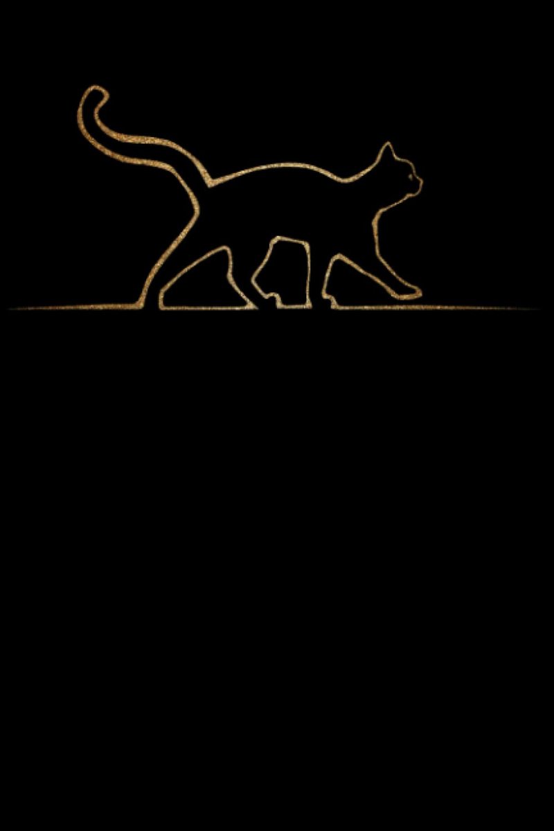 SnelShoppen - Notizbuch Goldene Katze - Schlicht Zwart en Goud - A5 Softcover Bullet Journal - Notitieboek - 140 Seiten Dotted - Sketchbook - Skizzenb