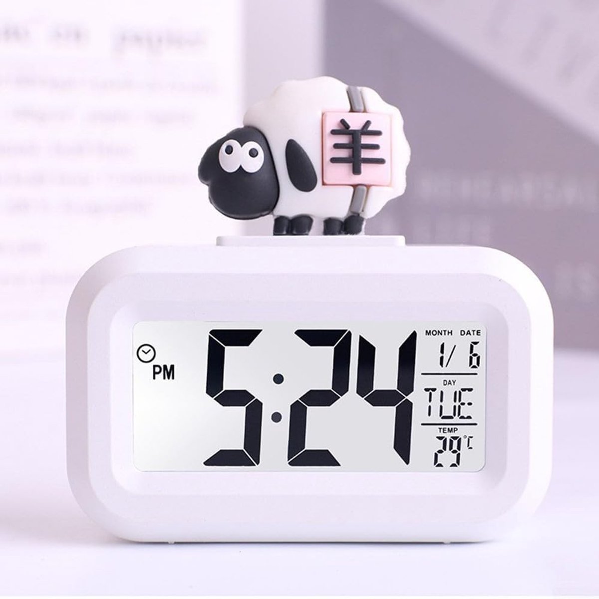 SnelShoppen - Alarmklok voor Kinderen met Cartoon Ontwerp - Muziek Klok Tijdbeheer Herinnering - Desk Alarm Klok voor Slaapkamer Studeren Werken (Scha