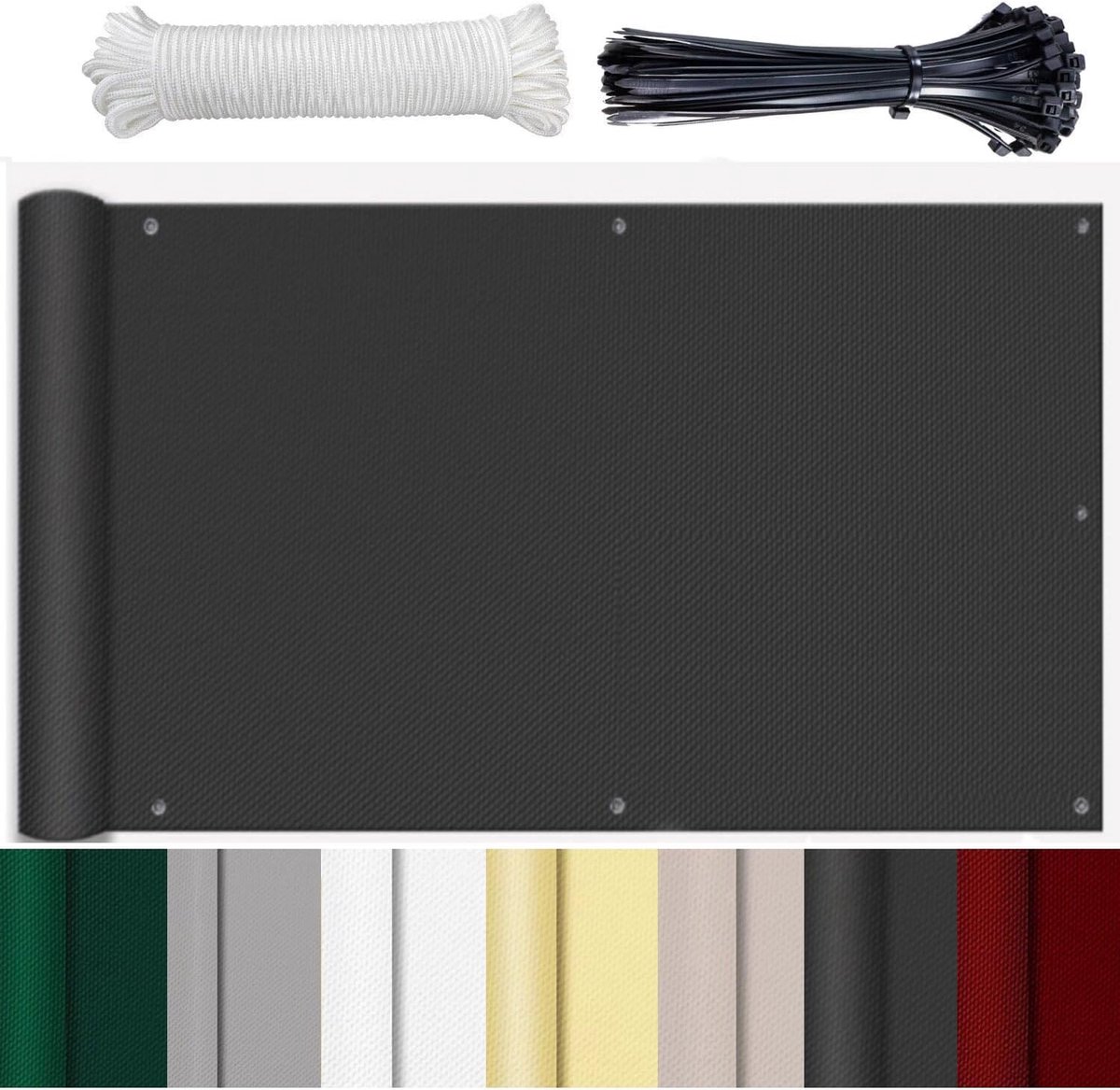 SnelShoppen - Balkonafscheiding, Balkonbedekking, Geen Boren, Windbescherming, Opaque Privacy Scherm, Waterdicht, UV Bescherming, Anthraciet, 80 cm Br