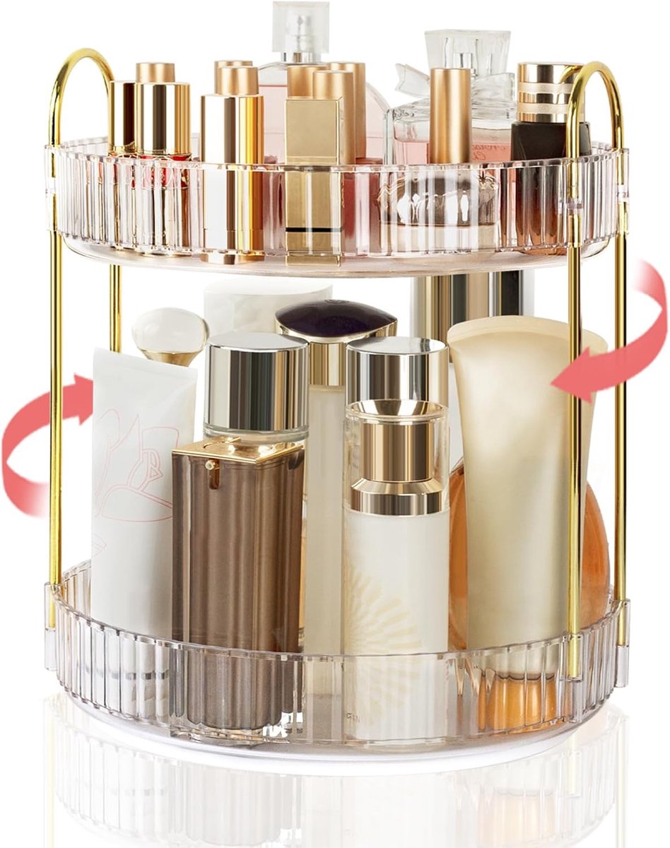 SnelShoppen - Boxalls Makeup Organizer 360° Rotatable, 2 Levels Grote Capaciteit Cosmetica Organizer, Skincare Carousel voor Parfum en Make-up