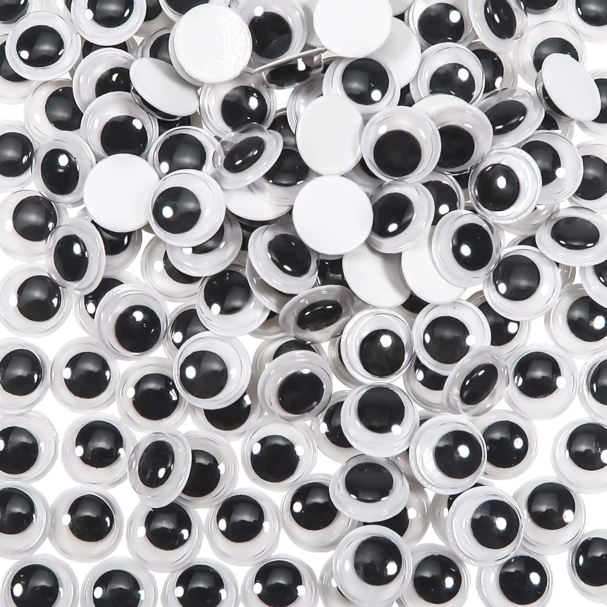 SnelShoppen - 300pcs Zelfklevende Wiegende Ogen Rond Googly Ogen Zwart Wit 10mm Plastic Knutselogen voor DIY Scrapbooking Creatieve Projecten en Speel