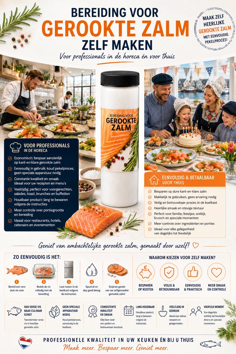 BEREIDING VOOR GEROOKTE ZALM ZELF MAKEN 2 X 750 G EENVOUDIGE BEREIDING VOOR THUIS EN HORECA BEREID HEERLIJKE GEROOKTE ZALM MET VERSE VIS IDEAAL VOOR TOAST SALADES HAPJES EN FEESTELIJKE GERECHTEN