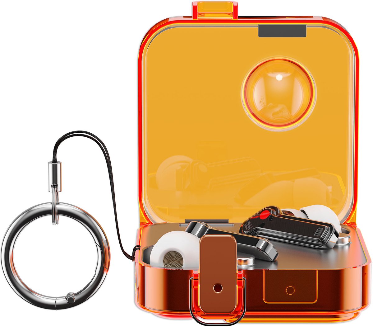 kwmobile Earphones Case for Nothing Ear (3) 2025 Case - Clear TPU Silicone Earbuds Cover - Orange