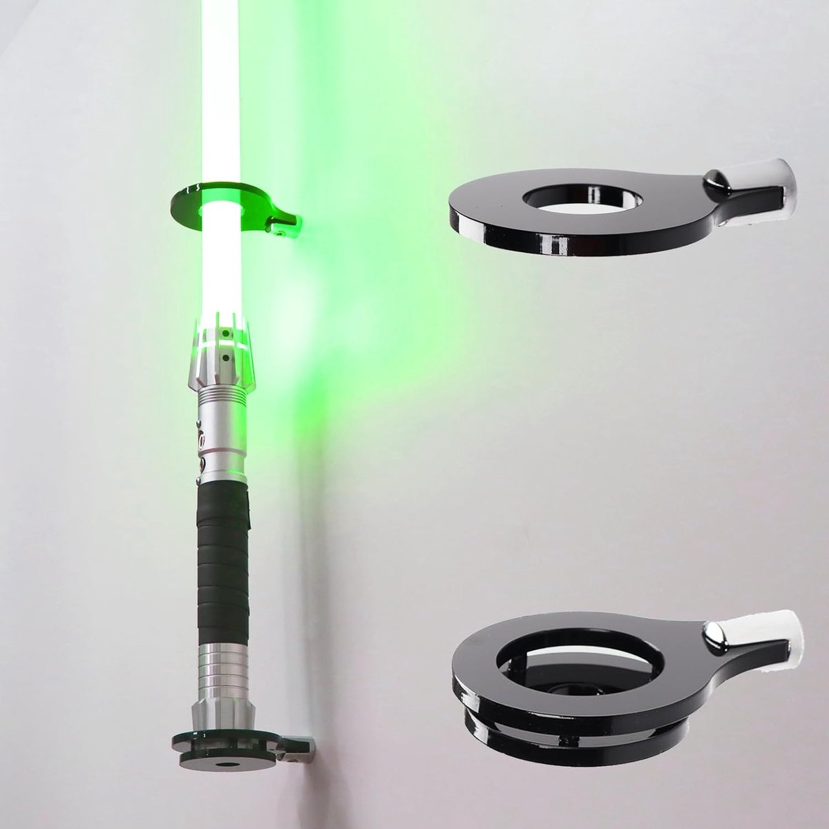 SnelShoppen - Verticale Lightsaber Wandhouder - Zwarte Acryl Display Stand voor Lightsabers - Heavy Duty Wandmontage met 1 Gat - Perfect voor Woonkame