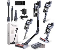 Vesora® 3-in-1 Buigbare Steelstofzuiger met Extra Accu - Draadloos zonder Zak - FLEX - Draadloze Stofzuiger - Kruimeldief Snoerloos - Vacuum Cleaner - Handstofzuiger - Stofzuiger Steel met Hepa Filter - Stofzuiger Huisdieren - Zakloze Stofzuiger