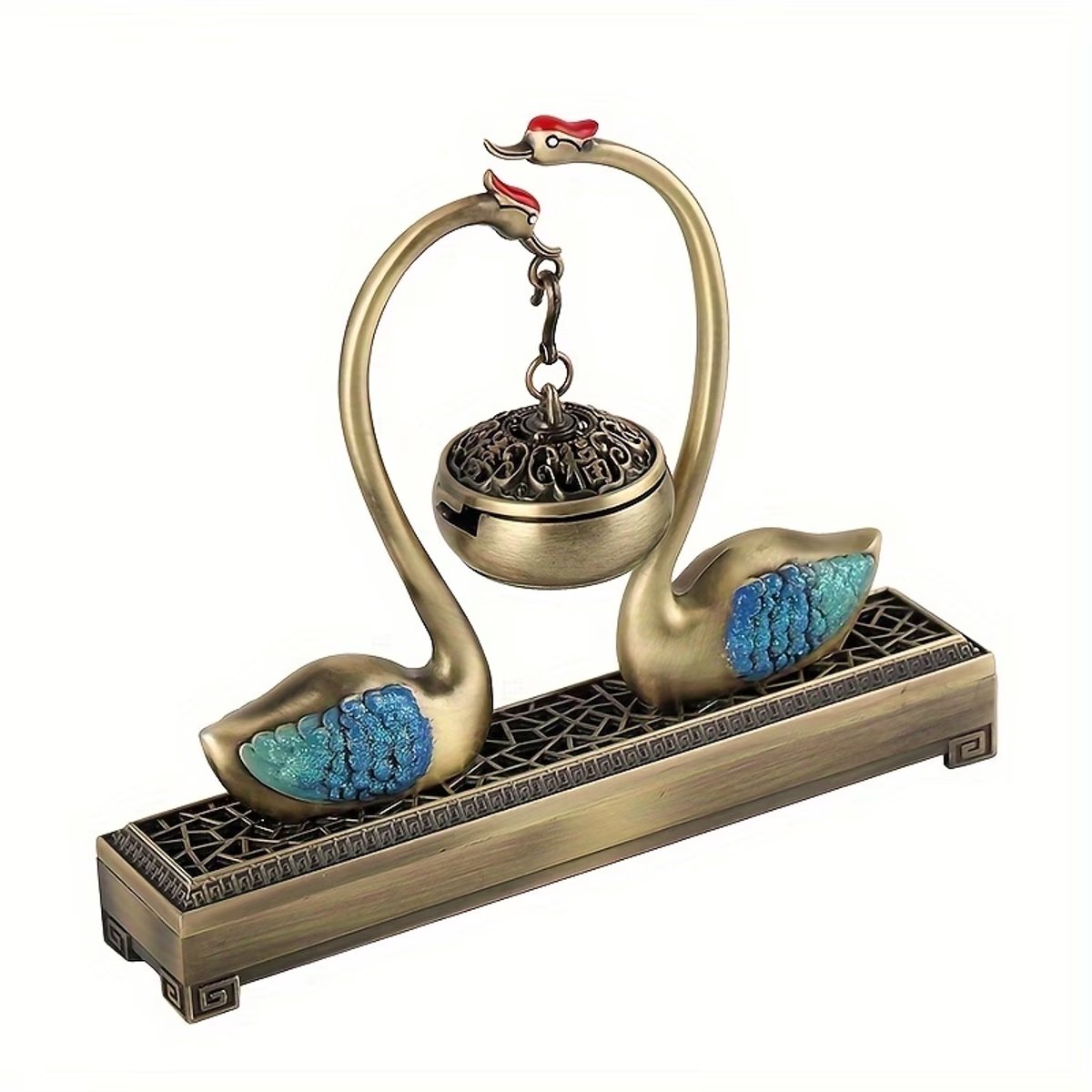 Lzwintrading - Wierookbrander - Zwaan Wierookhouder - Hangende Aromatherapie - Geurbrander - Retro Wierook Houder voor Yoga en Altaar - Woondecoratie - Slaapkamer Decor - Brons - Cadeau