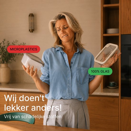 Conteneurs Safecourt - entièrement en verre (100% sans micro-plastique) - four, congélateur, micro-ondes et lave-vaisselle - set de 11 pièces