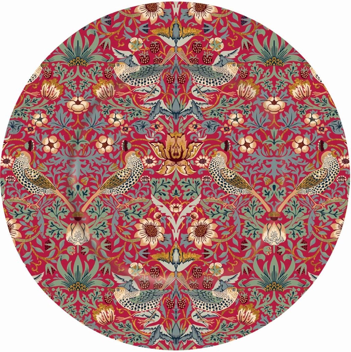 Bord metaal Vogels, rood Ø26cm