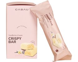 Cabau – Crispy Bars – Vanilla Ice Cream – Eiwitreep met 15 g Proteïne per Reep – Glutenvrij, Vezelrijk & Laag in Suiker – Box van 8 Stuks