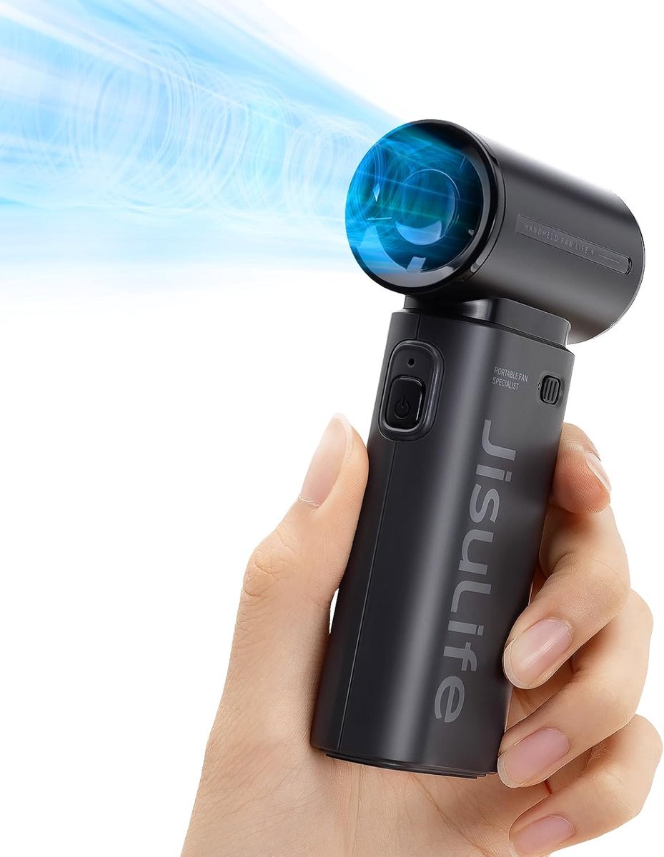 Handventilator met 5000 mAh Accu - Krachtige Turbo Mini Ventilator met 5 Snelheden - Tot 18 Uur Draadloos Gebruik - Compact voor Reizen, Festivals en Dagelijks Gebruik