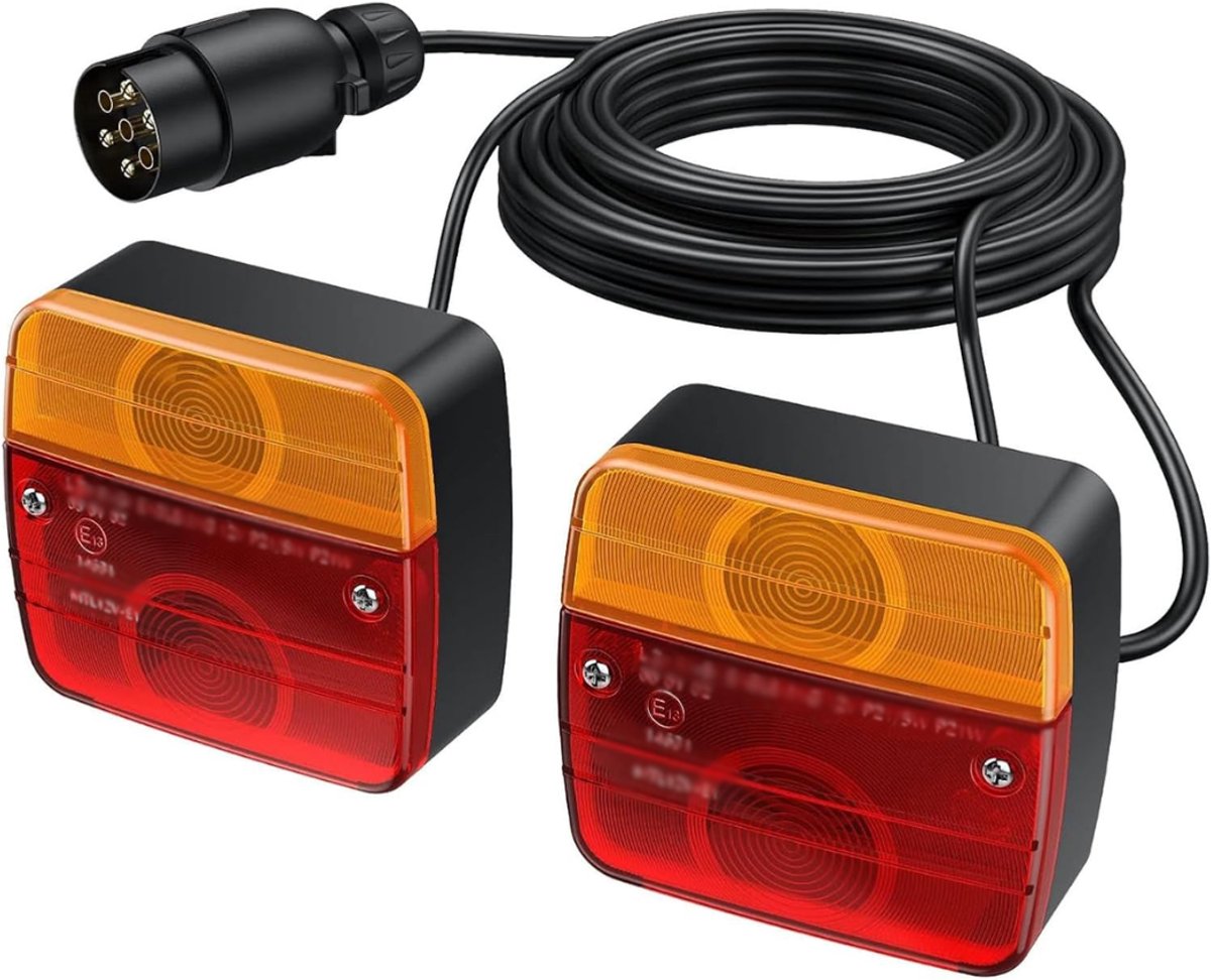 SNJY® Aanhanger Verlichting Set - Verlichting Aanhangwagen - Verlichtingsset Aanhangwagen - 12V - 7,5+2,5m Kabel - 7 Polig - Zwart