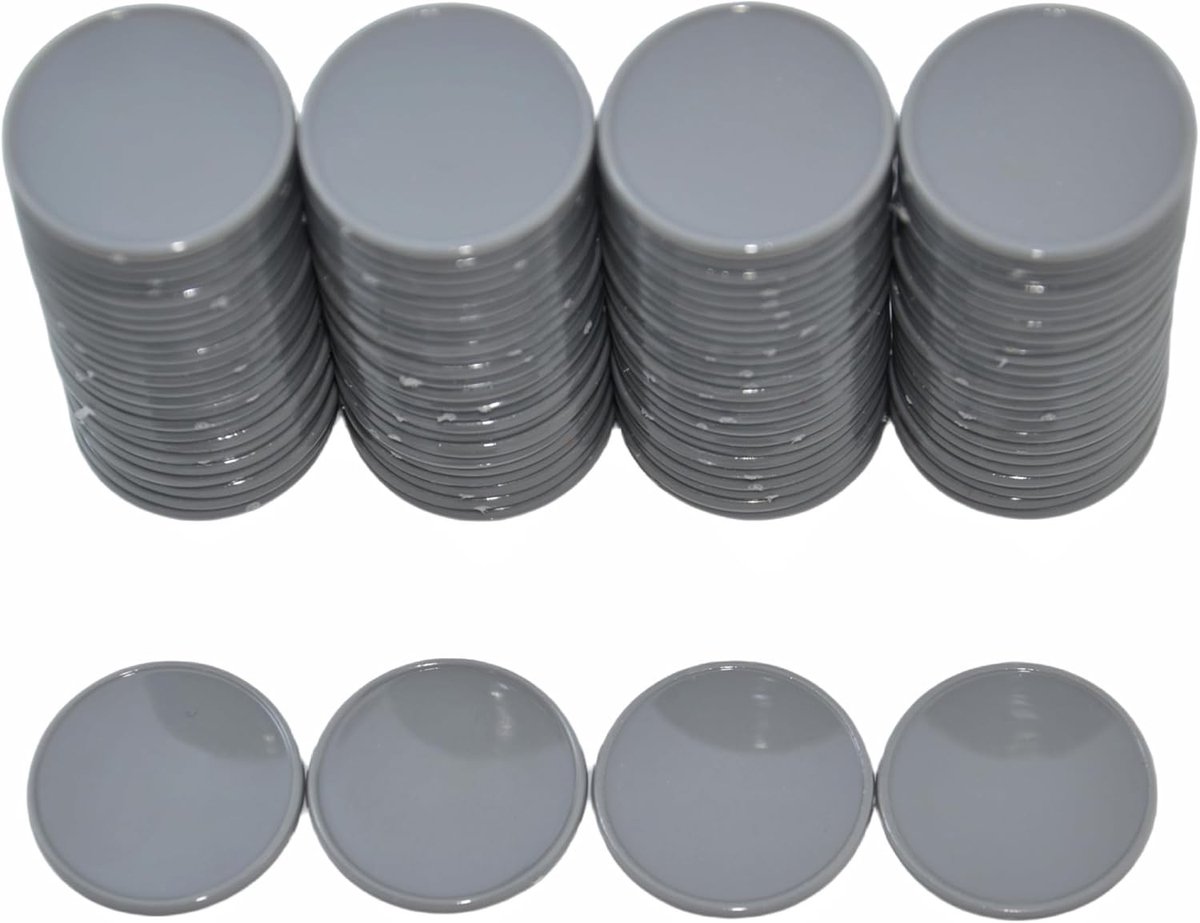 Mini Poker Chips 25 mm - Opaque Plastic met Opbergdoos - Donkergrijs, Perfect voor Spelletjes en Toernooien