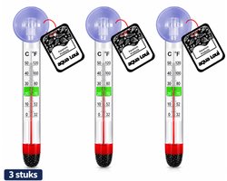 Aqua-Loui® Aquariumthermometer - 3 Stuks - Aquarium Thermometer met Zuignap - Analoge Waterthermometer - 0-40°C - Voor Aquarium, Terrarium, Vijver, Zwembad & Koelkast - 11 cm