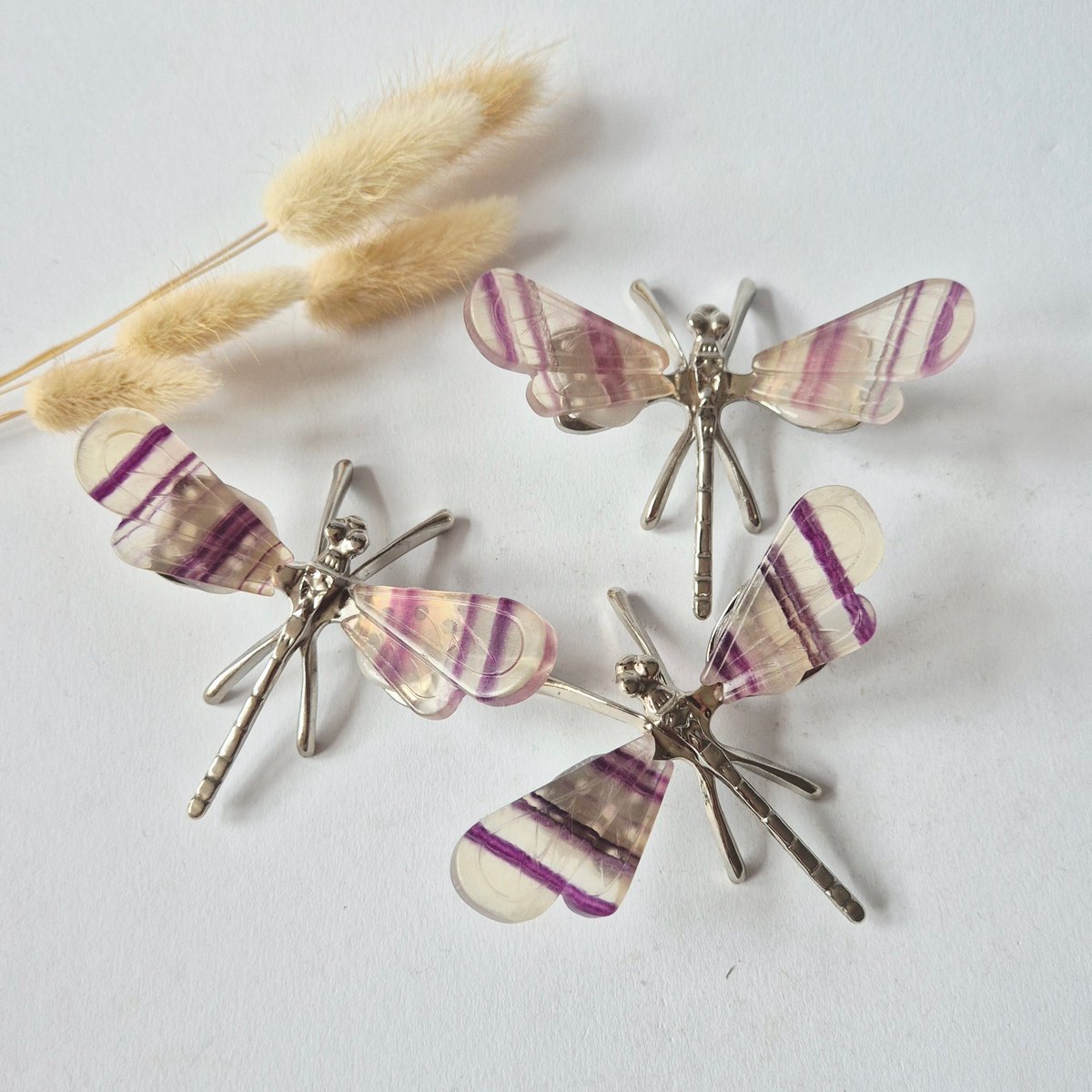 Fluoriet Libelle – Handgesneden Edelsteen Ornament