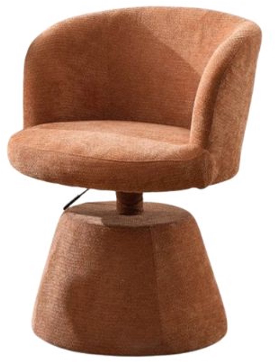 Emvae Stoel - Eetkamerstoel - Met ronde lopende rugleuning - Verstelbaar - 360 graden draaibaar - Gestoffeerd - 57,5 x 59,9 x 84,5 cm - Terracotta Oranje