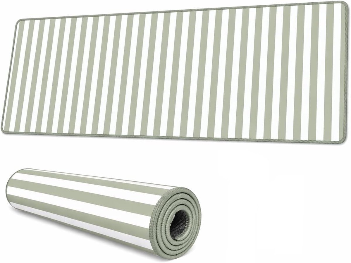 SnelShoppen - Zartrosa Gestreepte XXL Muismat 800x300mm - Antislip Bureauonderlegger voor Gaming & Thuiswerk - Zachte Bureaumat met Oprolbaar Ontwerp