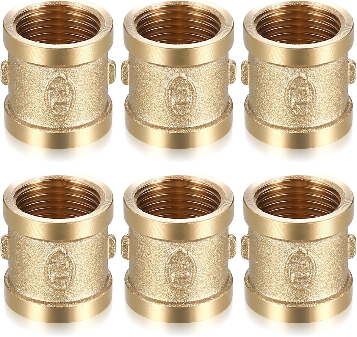 SnelShoppen - 6pcs Messing Sleeve 1/2 Inch BSP Draad Connector, Vrouwelijk X Vrouwelijk Reducer Koppeling, Duurzaam en Corrosiebestendig voor Tuin en