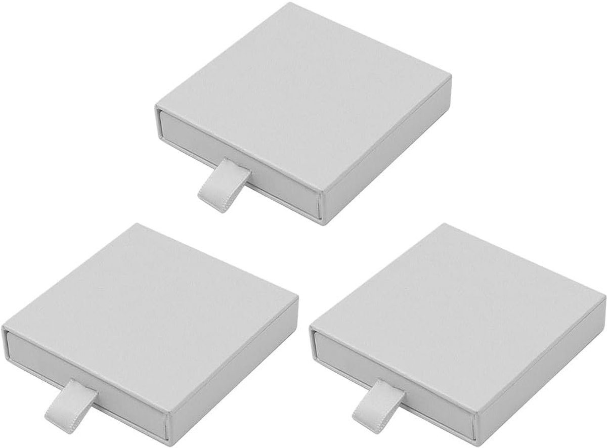 SnelShoppen - 3 Stuks Witte Sieraden Gift Box 8x8x1.8cm - Luxe Doos voor Kettingen, Oorbellen en Armbanden - Perfect voor Verjaardag, Valentijnsdag, K