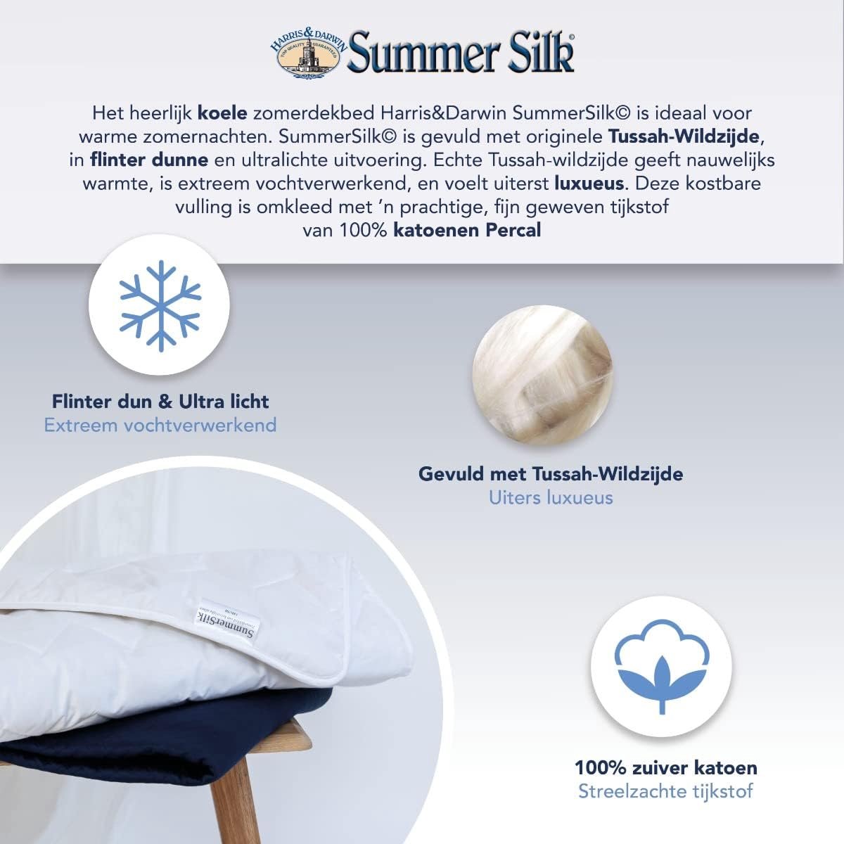 SnelShoppen - Luxe Zomer Dekbed 140x200cm - 100% Natuurlijk Wildzijde Vulling - 100% Katoen Percale - Allergievriendelijk en Ademend
