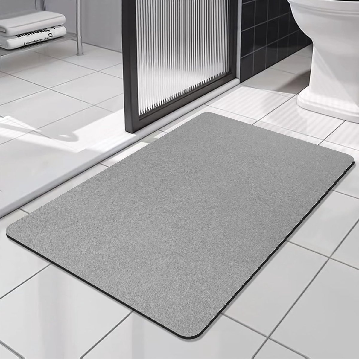 SnelShoppen - Super Absorberende Badmat Anti Slip en Schimmelvrije Sneldrogende Badkamermat Keuken Doormat Grijs 43x120cm