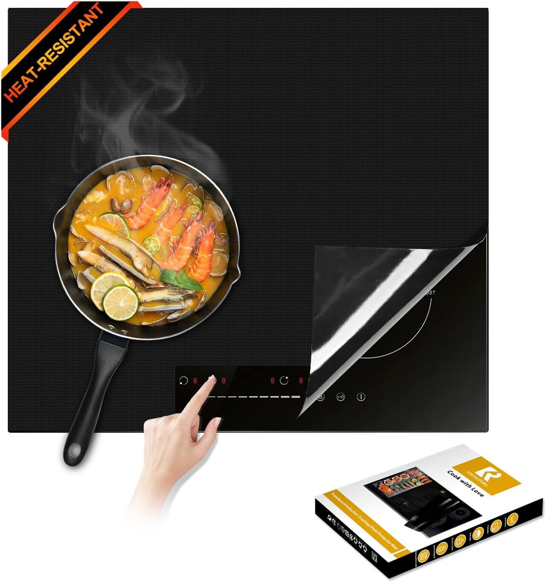 SnelShoppen - Newly Upgraded Induction Mat 61 x 53 cm - Stovetop Cover - Hittebestendig - Power Boost Compatibel - Voorkomt Glijden en Krassen - Keuke