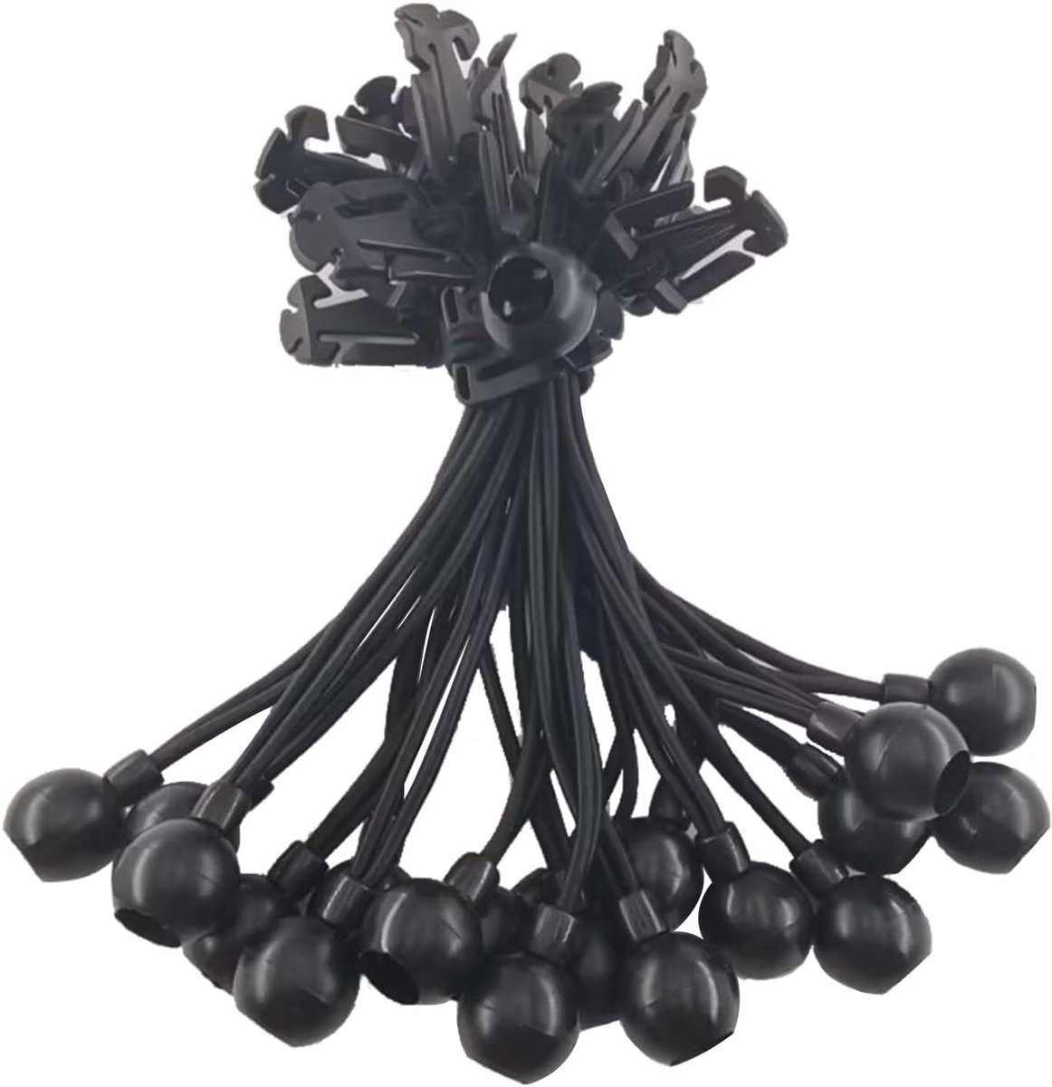 SnelShoppen - Pack van 20 Rubber Tensioners met Bal - Duurzame Elastische Tent Rubbers voor Gazebo's en Zeilen - Perfect voor Camping en Tuin