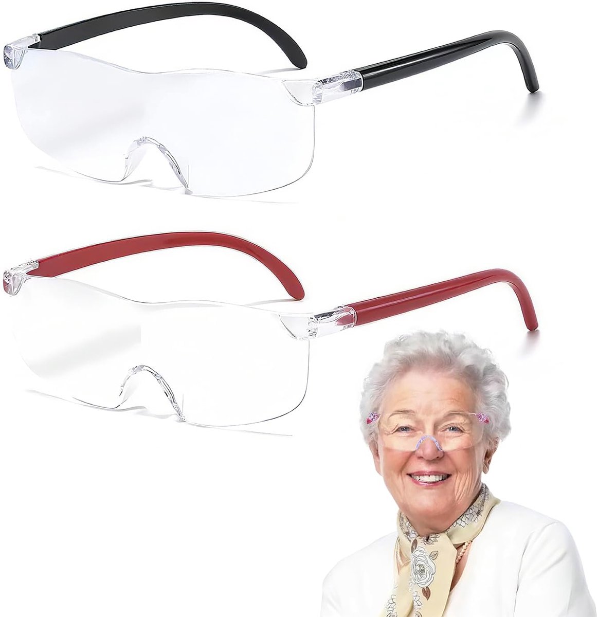 SnelShoppen - Magnifying Glasses voor Ouderen, Lezen, Handwerken - 300% Vergrootglas, Rimless, Draagbaar, 2 Stuks - Perfect voor Naaien en Lezen