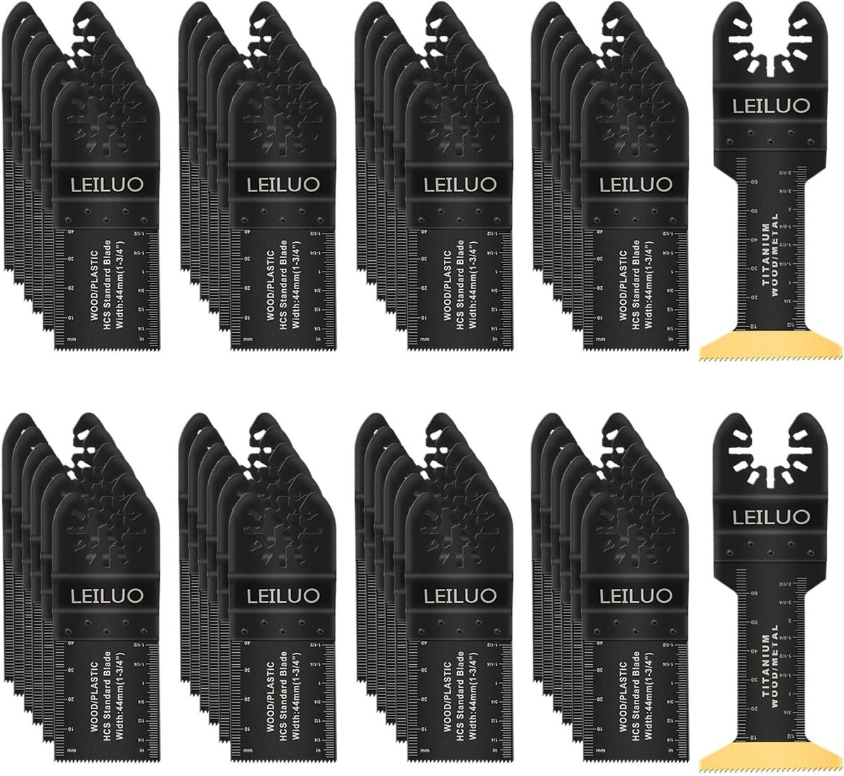 SnelShoppen - 50-delig Titanium Multitool Mes Set - Extra Lange Oscillerende Tool Messen - Universele Snijaccessoires voor Hout, Gipsplaat, PVC en Ren