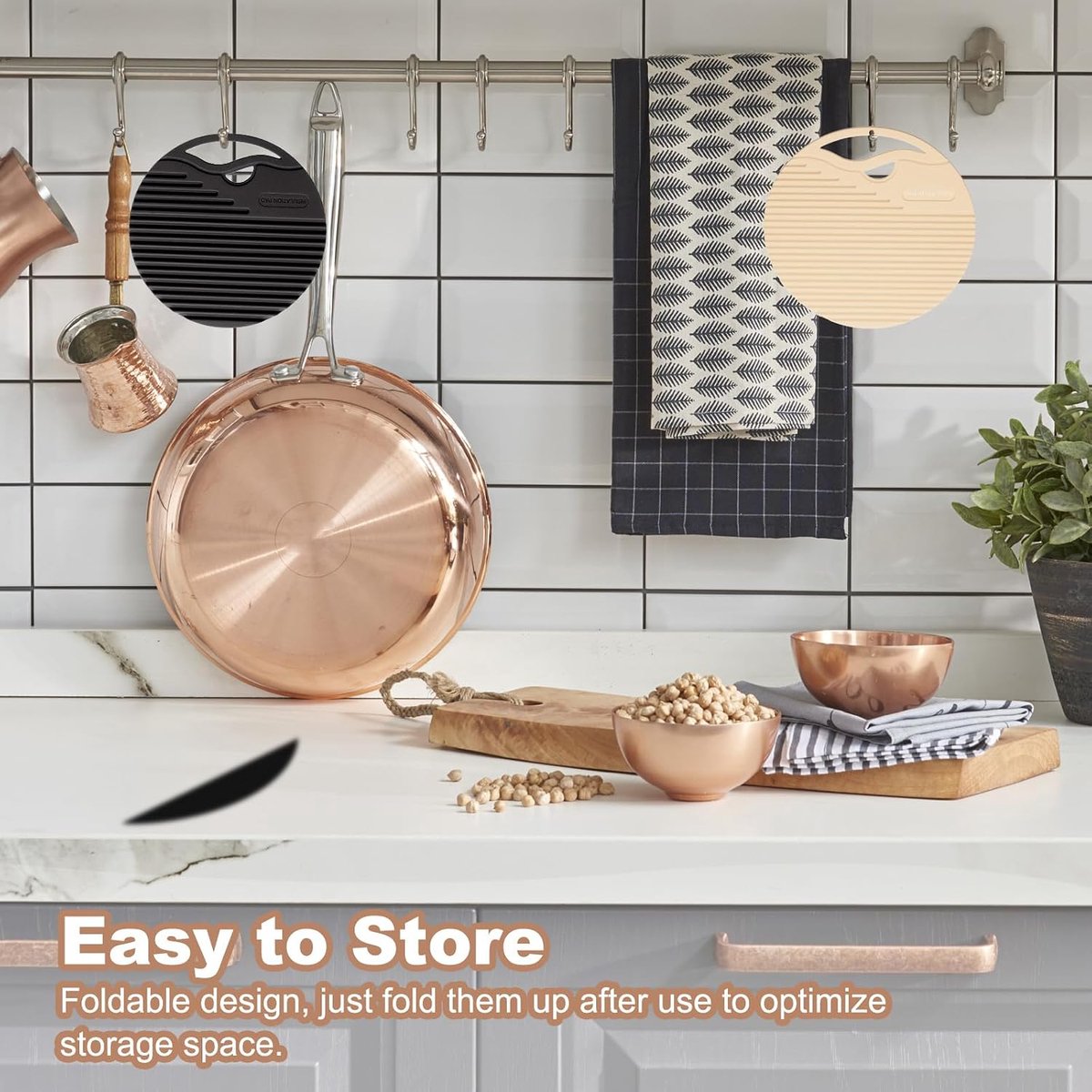 SnelShoppen - 2 Pcs Siliconen Coasters 20 cm - Ronde Onderzetters voor Warme Pannen en Potten - Multifunctionele Warmtebestendige Coasters - Blauw voo