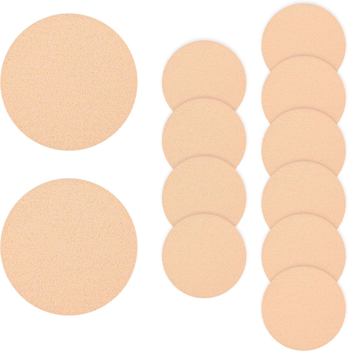 SnelShoppen - 12 Stuks Makeup Sponsjes - Rond Poeder Applicators - Herbruikbare Cosmetische Sponsen voor Vloeibare Foundation en Poeder - Huidkleur -