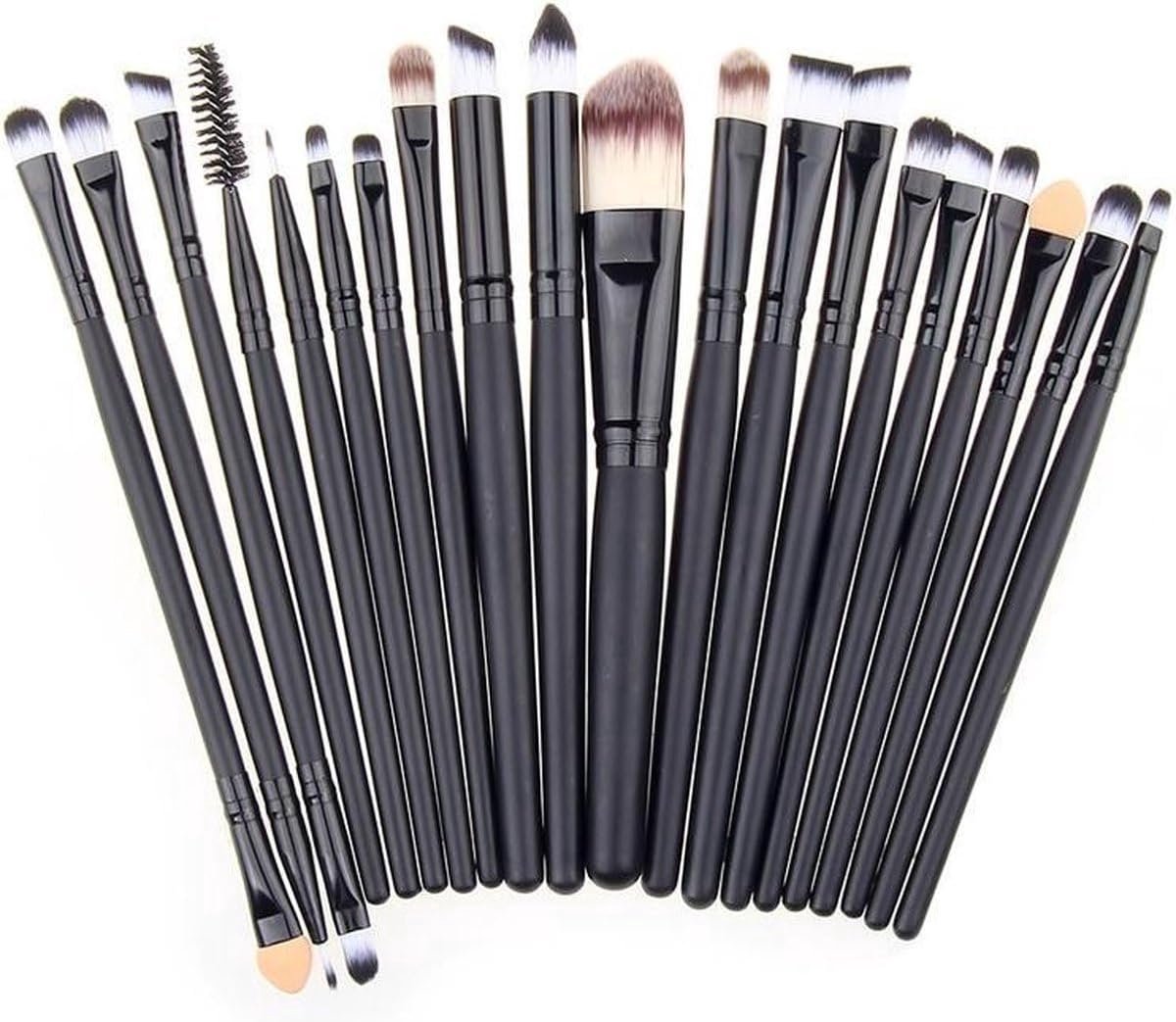 SnelShoppen - Diamond Make Up Brush Set - 20-delige Make Up Kwasten - Professionele Oogschaduw, Highlighter, Wenkbrauwen, Cruelty Free, Zwart, Perfect