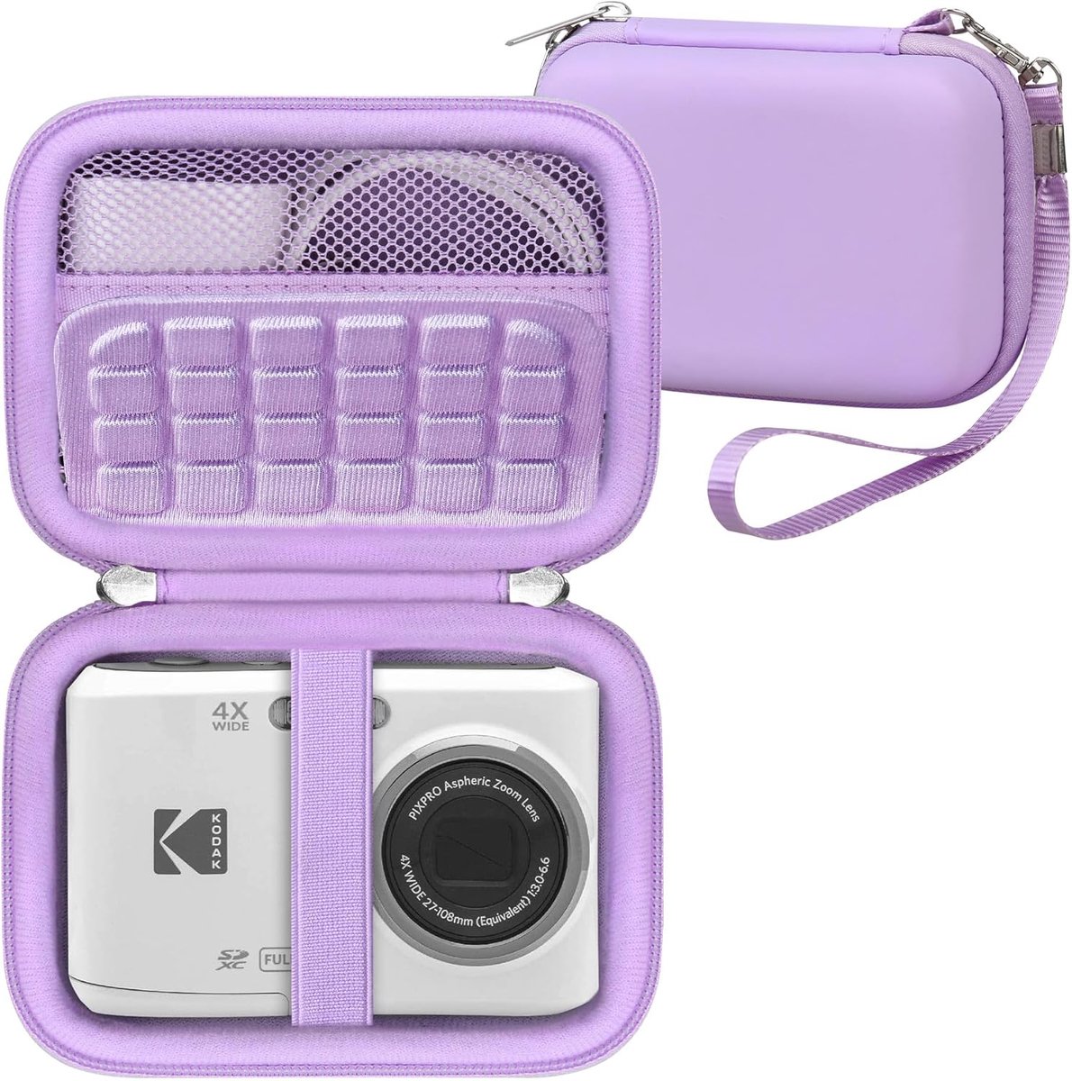 SnelShoppen - Digitale Camera Tas voor Point and Shoot Camera's - Hard Reis Tas - Inclusief Mesh Pocket voor Oplader, USB Kabel, SD Kaart en Batterije