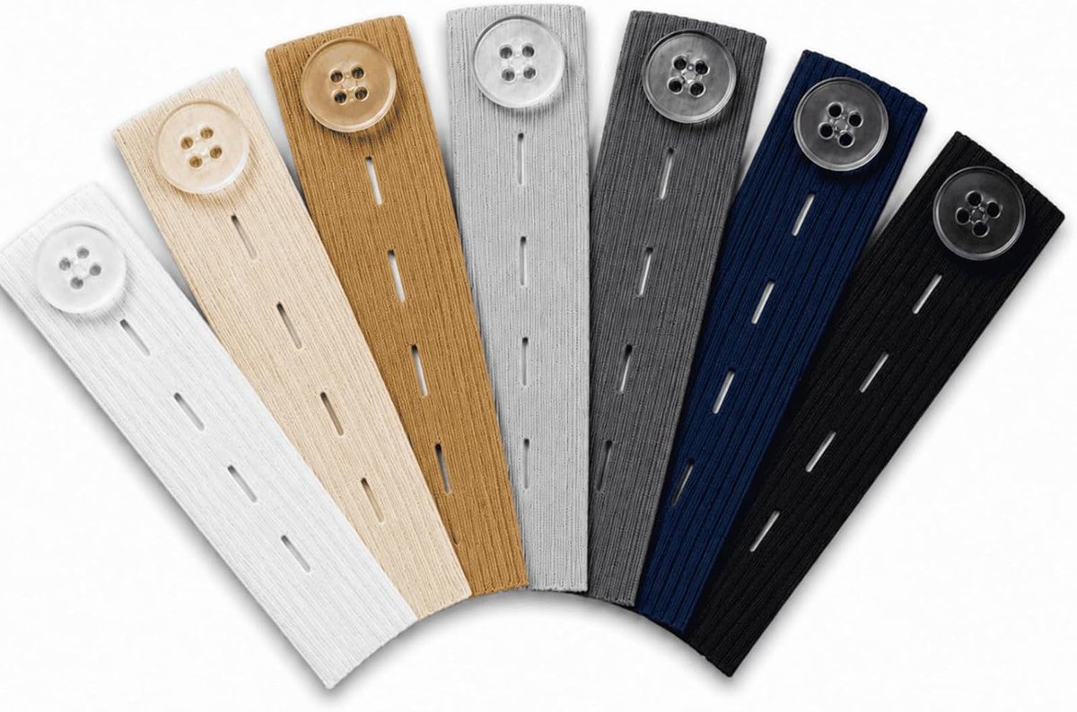 SnelShoppen - 8 Stuks Broektaille-Uitbreidingsset, Verstelbare Elastische Knoopverlengingen voor Jeans, Broeken, Rokken, Zwangerschap - Diverse Kleure