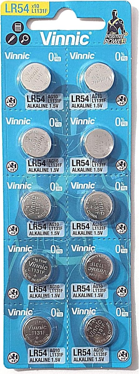 SnelShoppen - 10x Alkaline Batterijen AG10 L1131 189 V10GA RW89 D189 voor Horloges, Rekenaars, Speelgoed, Lasers, Thermometers en Meer - 1.5V